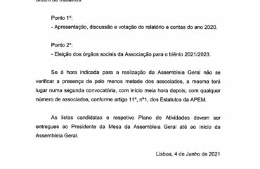 Convocatória Assembleia Geral 2021