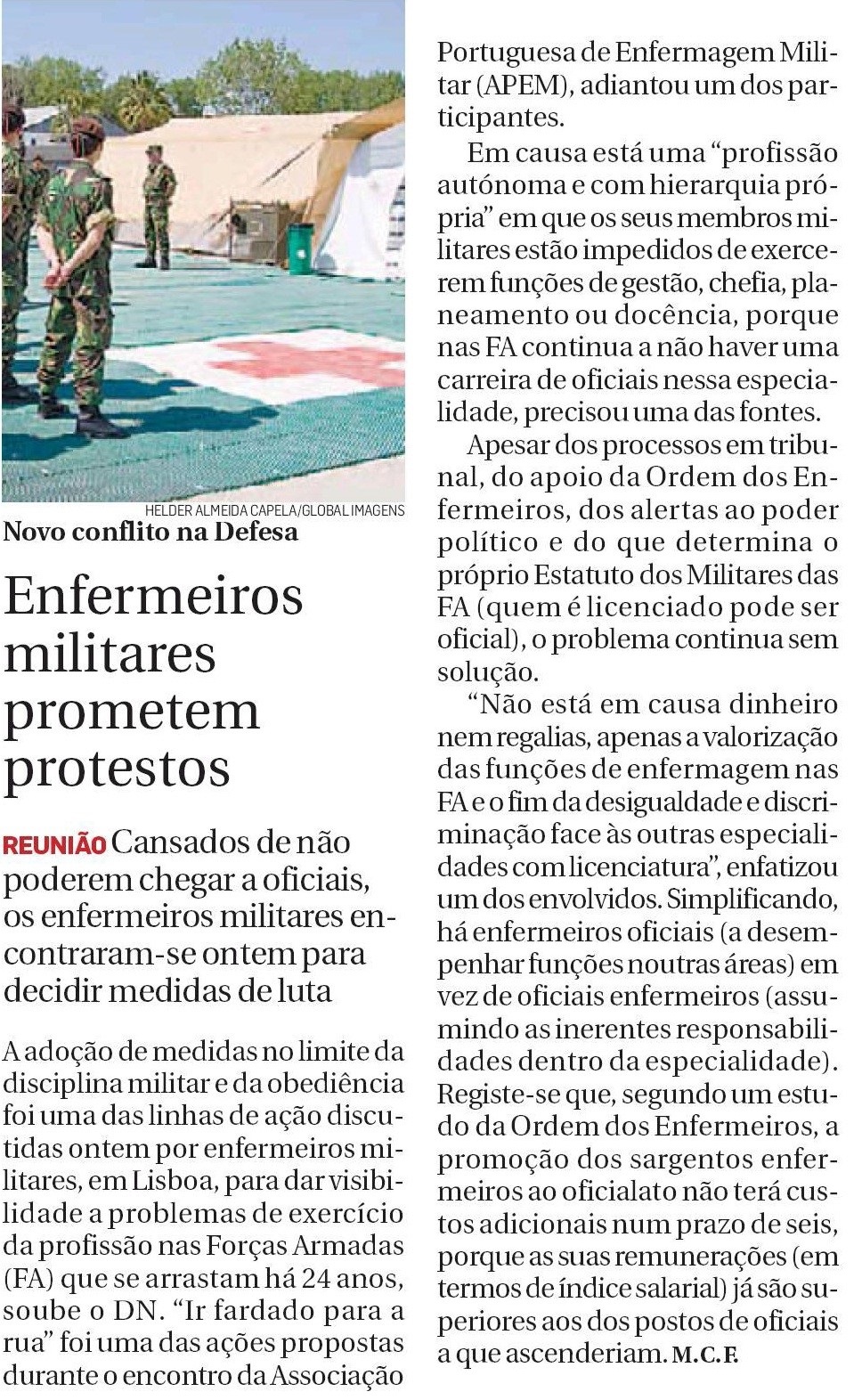 Enfermeiros Militares prometem protestos